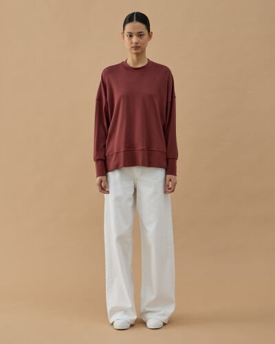 Penye İnterlok Fresh Yırtmaçlı Bluz Terra Cotta - Aybikestil (1)