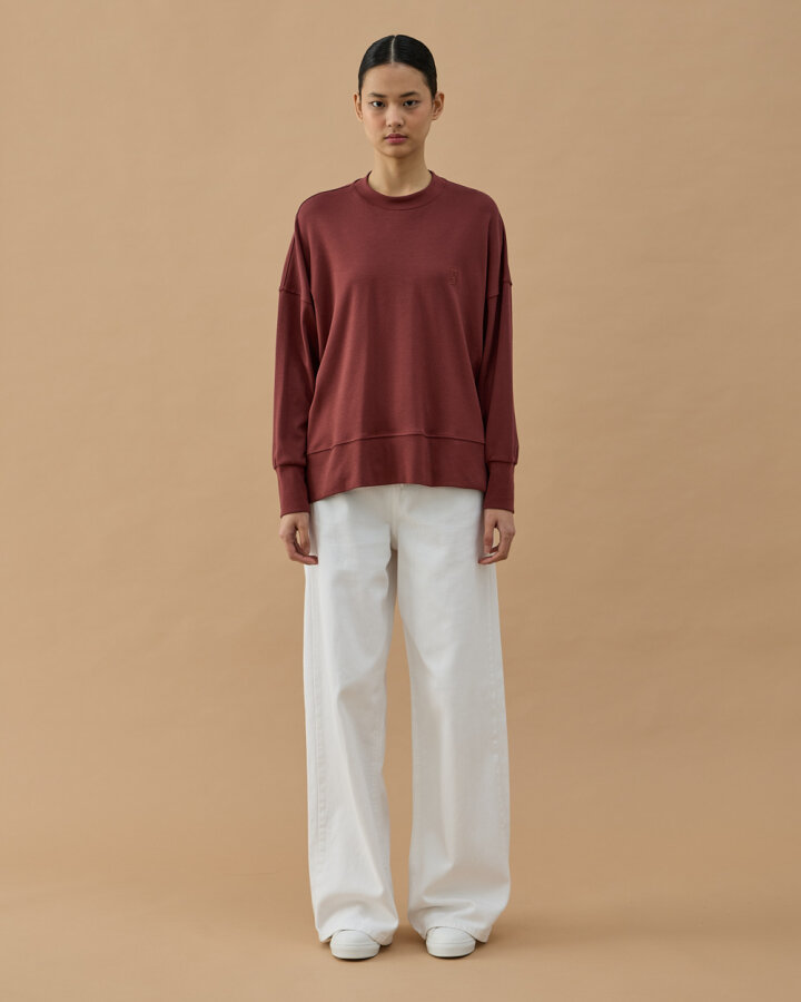 Penye İnterlok Fresh Yırtmaçlı Bluz Terra Cotta - Aybikestil (1)