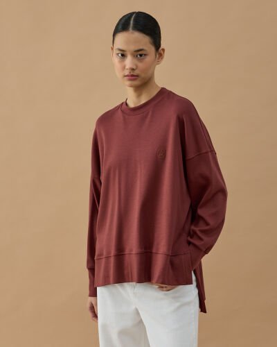 Penye İnterlok Fresh Yırtmaçlı Bluz Terra Cotta 