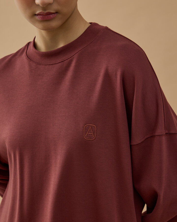 Penye İnterlok Fresh Yırtmaçlı Bluz Terra Cotta - Aybikestil (1)