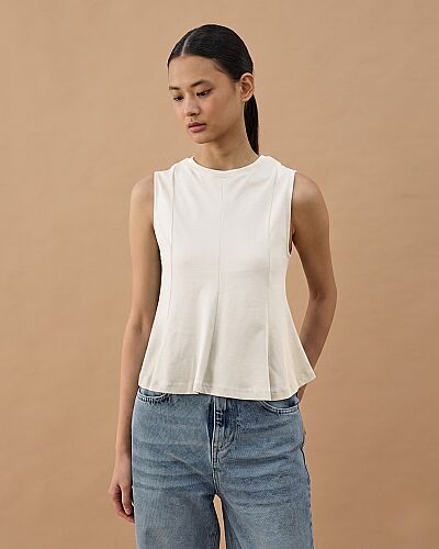 Penye İnterlok Kuplu Kolsuz Body Ekru 