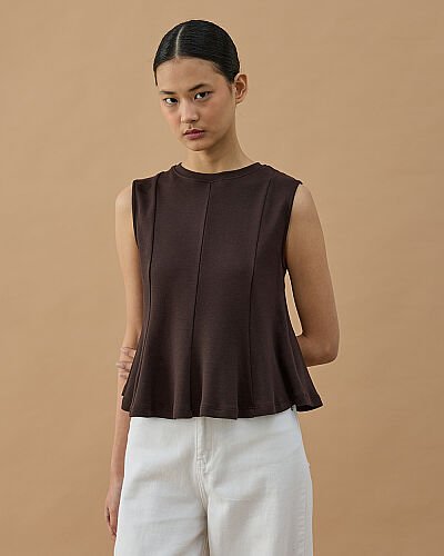 Penye İnterlok Kuplu Kolsuz Body Kahve 