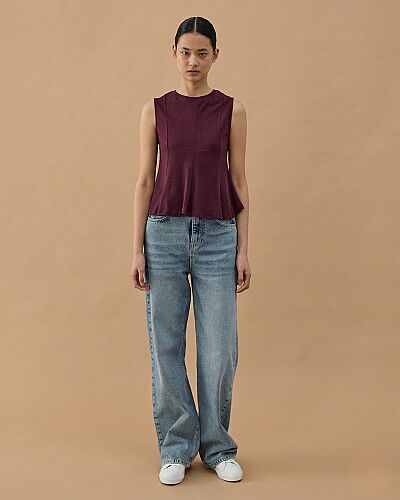 Penye İnterlok Kuplu Kolsuz Body Mürdüm 