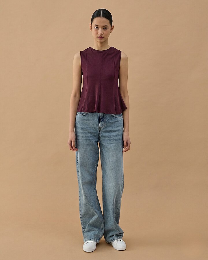 Penye İnterlok Kuplu Kolsuz Body Mürdüm