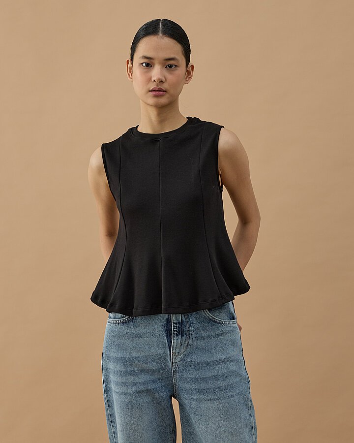 Penye İnterlok Kuplu Kolsuz Body Siyah - Aybikestil