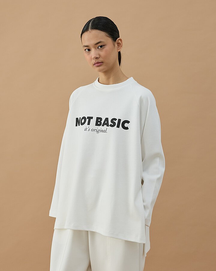 Penye İnterlok Relax Bluz Baskılı Not Basic - Aybikestil
