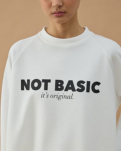 Penye İnterlok Relax Bluz Baskılı Not Basic - Aybikestil (1)