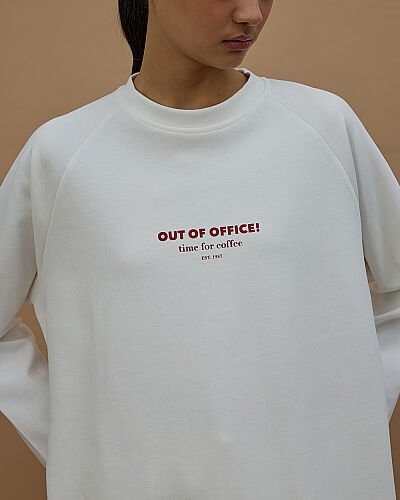 Penye İnterlok Relax Bluz Baskılı Out Of Office - Aybikestil (1)