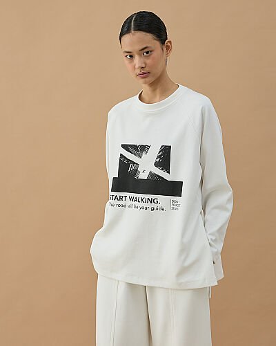 Penye İnterlok Relax Bluz Baskılı Start - Aybikestil