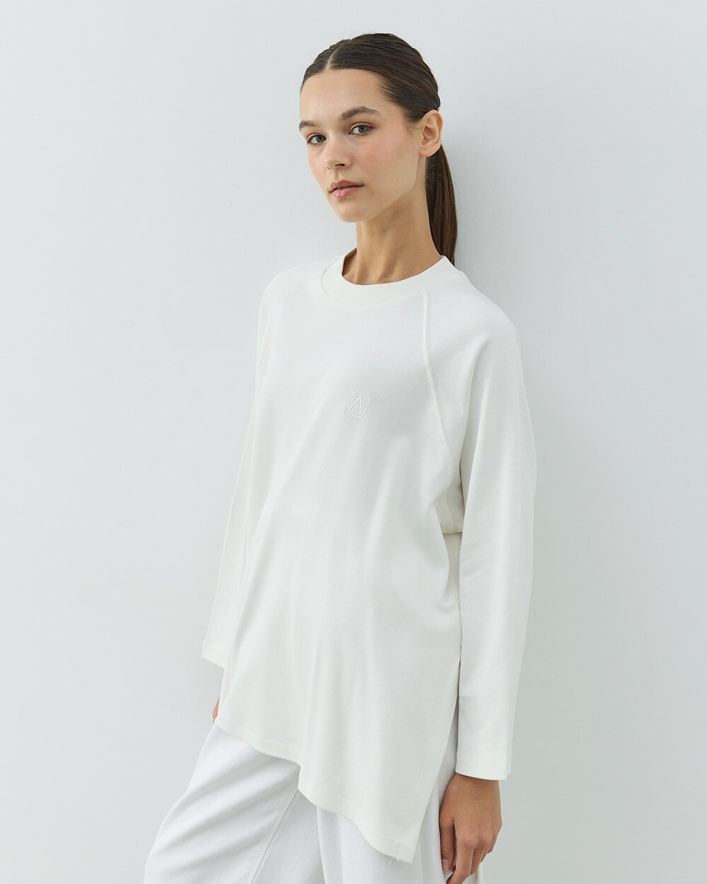 Penye İnterlok Relax Bluz Ekru - Aybikestil