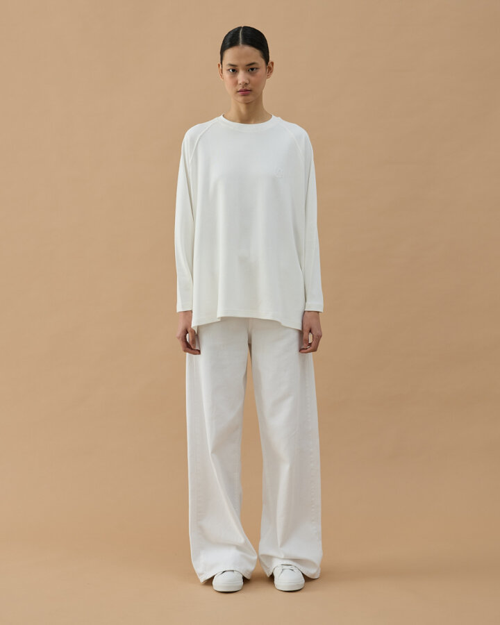 Penye İnterlok Relax Bluz Ekru - Aybikestil (1)