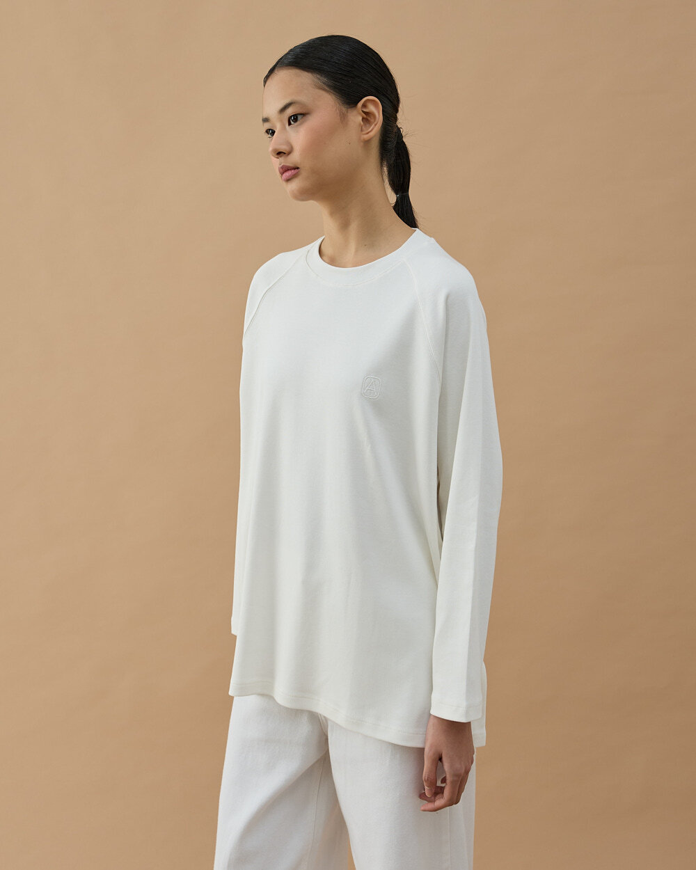 Penye İnterlok Relax Bluz Ekru - Aybikestil