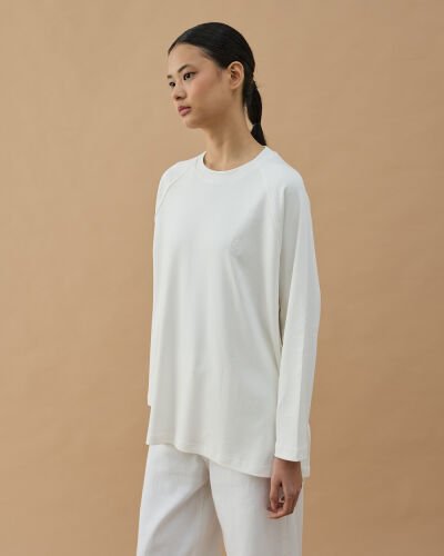 Penye İnterlok Relax Bluz Ekru 