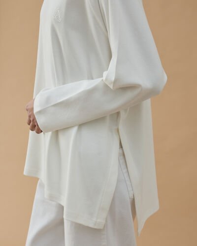 Penye İnterlok Relax Bluz Ekru - Aybikestil (1)