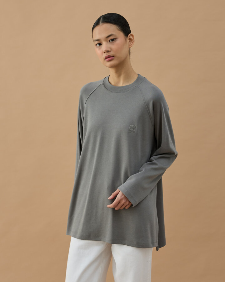 Penye İnterlok Relax Bluz Gri - Aybikestil (1)