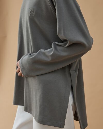 Penye İnterlok Relax Bluz Gri - Aybikestil (1)