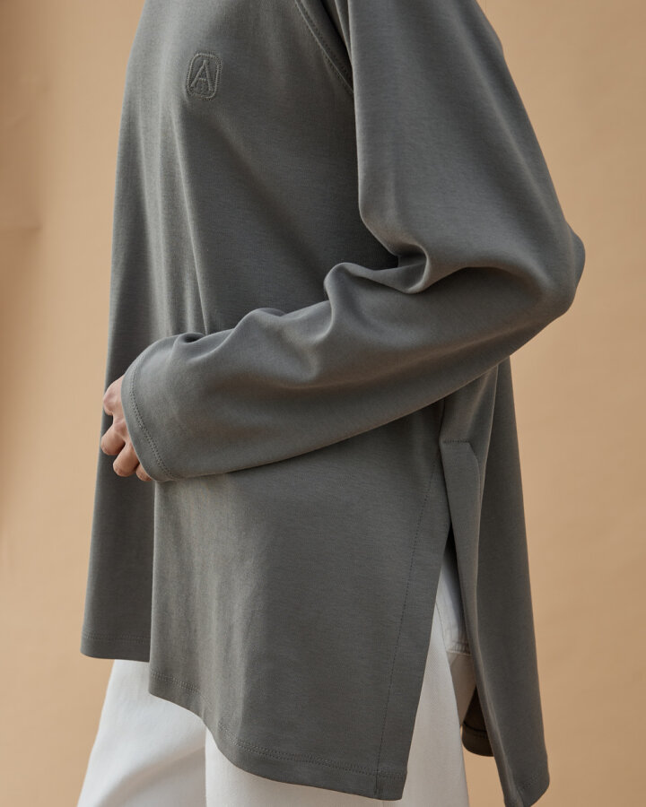 Penye İnterlok Relax Bluz Gri - Aybikestil (1)