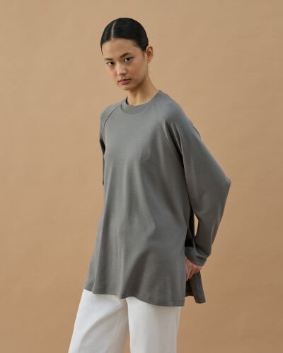 Penye İnterlok Relax Bluz Gri 