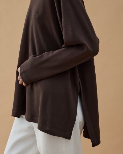 Penye İnterlok Relax Bluz Kahve - Aybikestil (1)