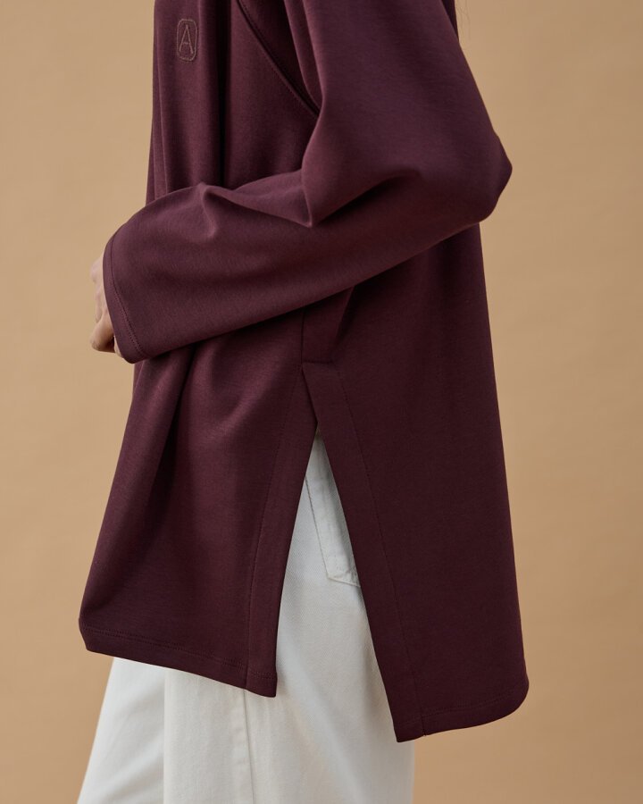 Penye İnterlok Relax Bluz Mürdüm - Aybikestil (1)