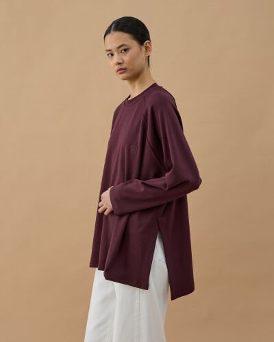 Penye İnterlok Relax Bluz Mürdüm 