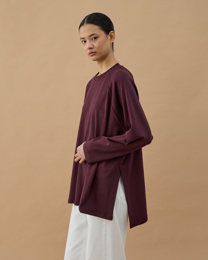 Penye İnterlok Relax Bluz Mürdüm - Aybikestil