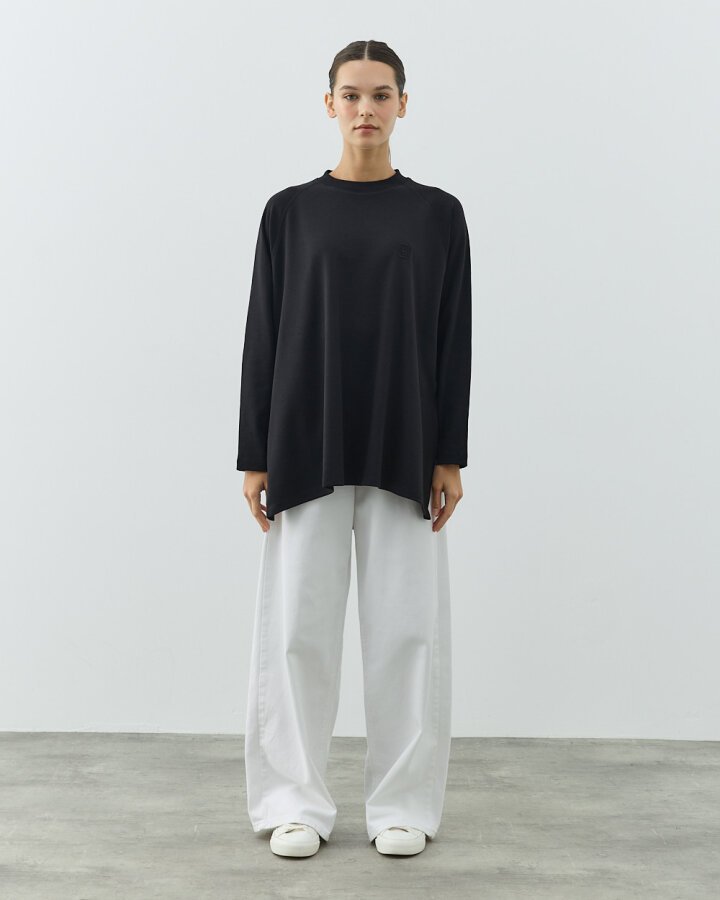 Penye İnterlok Relax Bluz Siyah - Aybikestil (1)