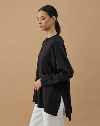 Penye İnterlok Relax Bluz Siyah 