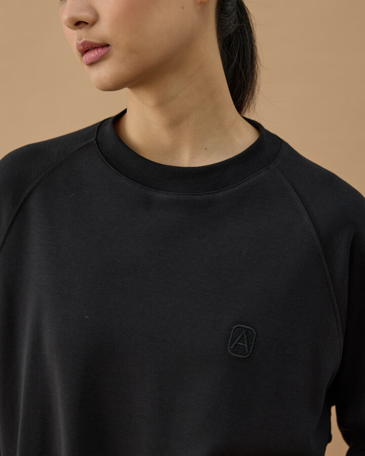 Penye İnterlok Relax Bluz Siyah - Aybikestil (1)