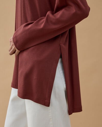 Penye İnterlok Relax Bluz Terra Cotta - Aybikestil (1)