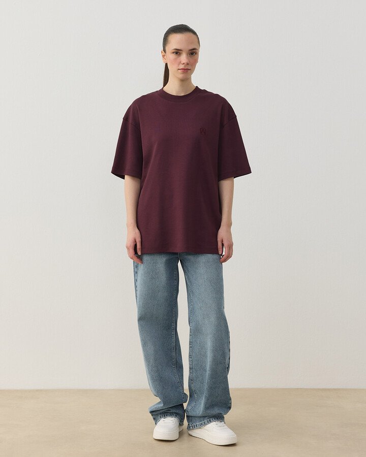 Penye İnterlok Smart Tshirt Bordo - Aybikestil (1)