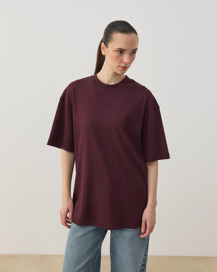 Penye İnterlok Smart Tshirt Bordo - Aybikestil (1)