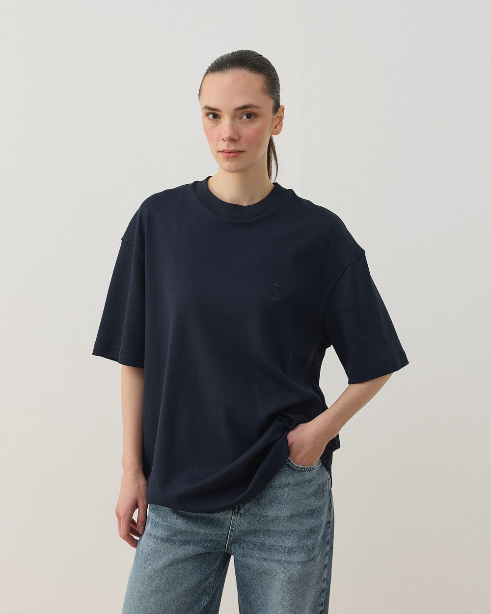 Penye İnterlok Smart Tshirt Lacivert - Aybikestil