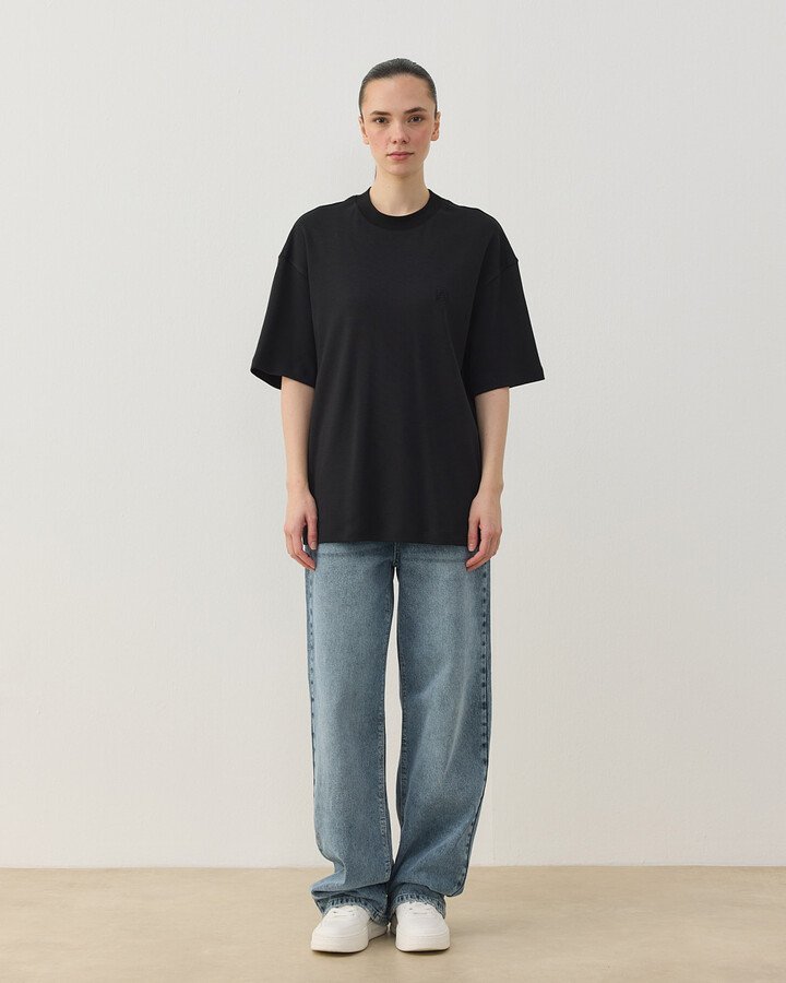 Penye İnterlok Smart Tshirt Siyah - Aybikestil (1)