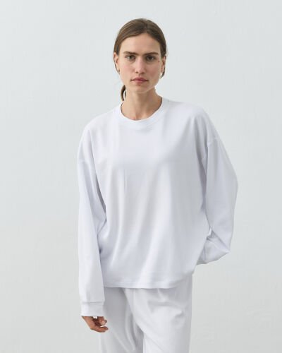 Penye Ribana Jogger Pijama Takımı Beyaz - Aybikestil (1)