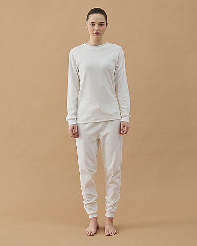 Penye Ribana Jogger Pijama Takımı Ekru 