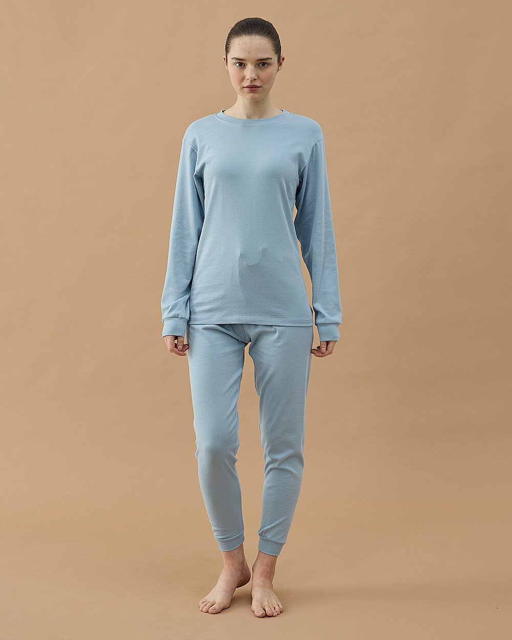 Penye Ribana Jogger Pijama Takımı Mavi - Aybikestil