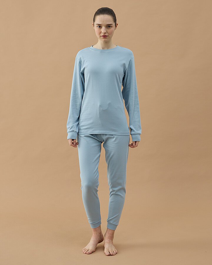 Penye Ribana Jogger Pijama Takımı Mavi