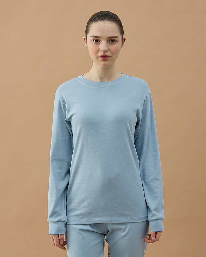 Penye Ribana Jogger Pijama Takımı Mavi - Aybikestil (1)