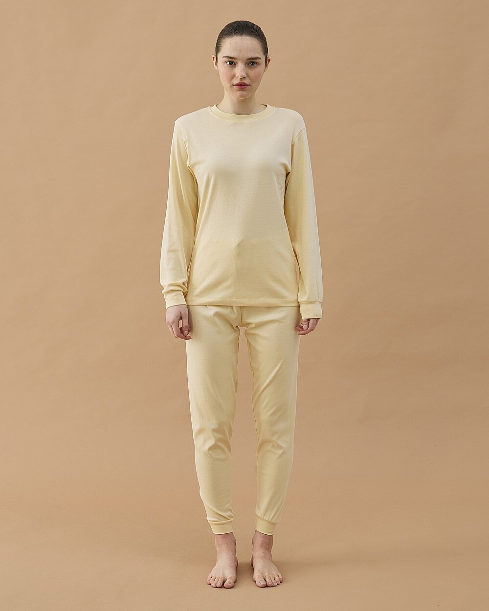 Penye Ribana Jogger Pijama Takımı Sarı - Aybikestil