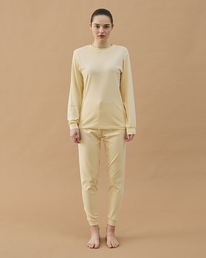 Penye Ribana Jogger Pijama Takımı Sarı