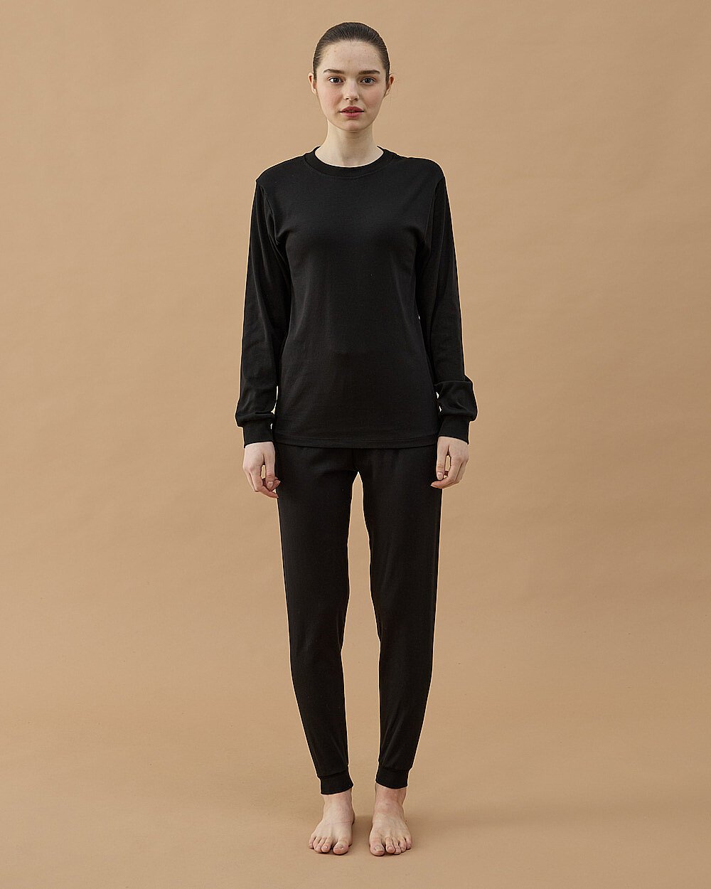 Penye Ribana Jogger Pijama Takımı Siyah - Aybikestil