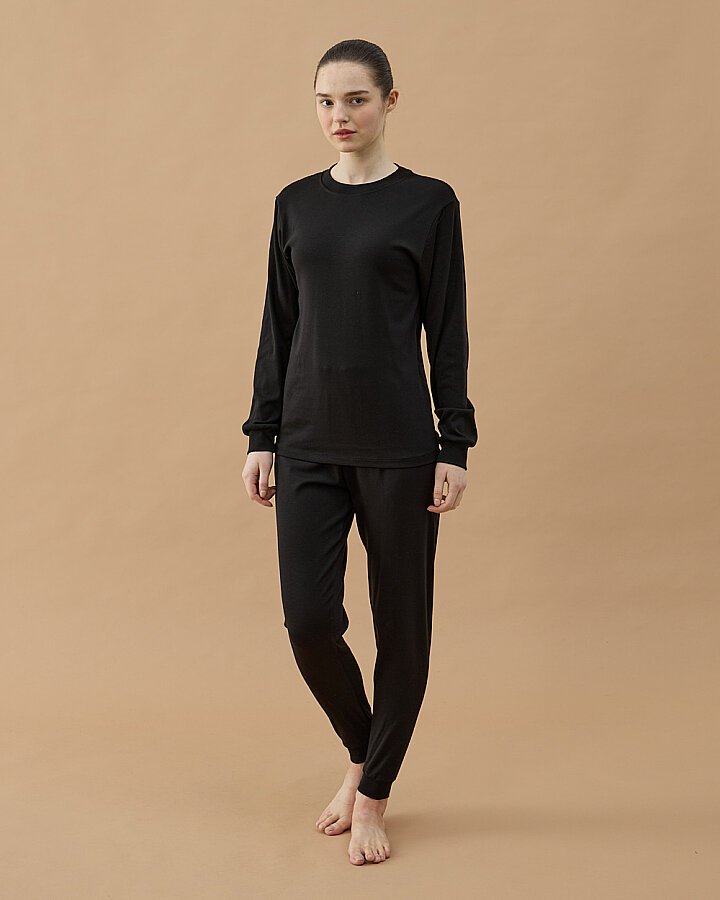 Penye Ribana Jogger Pijama Takımı Siyah - Aybikestil (1)