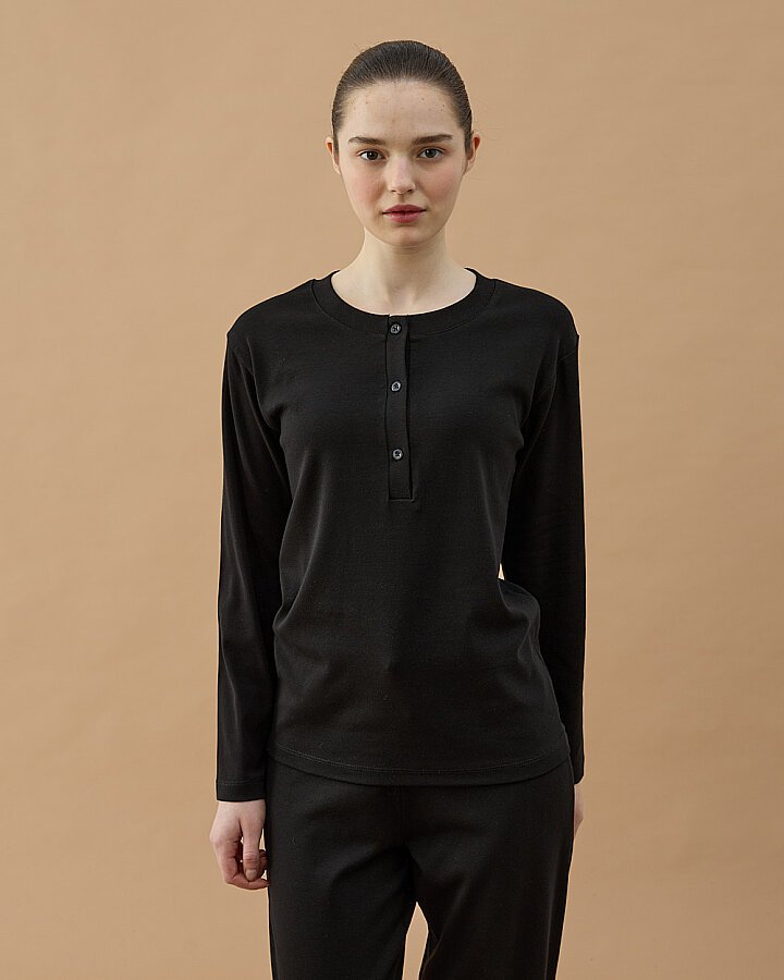 Penye Ribana Önü Patlı Pijama Takımı Siyah - Aybikestil (1)