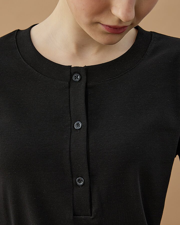 Penye Ribana Önü Patlı Pijama Takımı Siyah - Aybikestil (1)