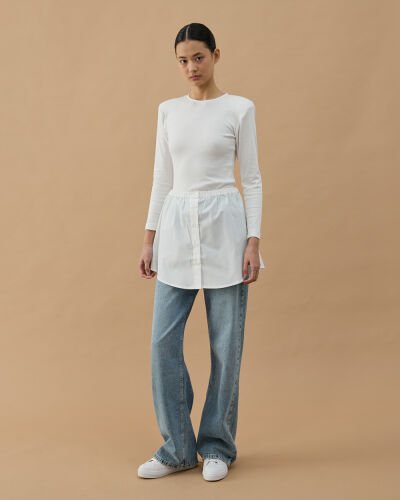 Poplin Fonksiyonel Gömlek İçlik Etek Ekru - Aybikestil (1)