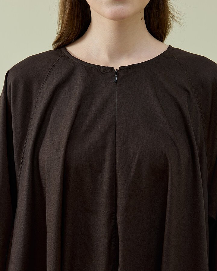 Poplin Geniş Volanlı Elbise Kahve - Aybikestil (1)