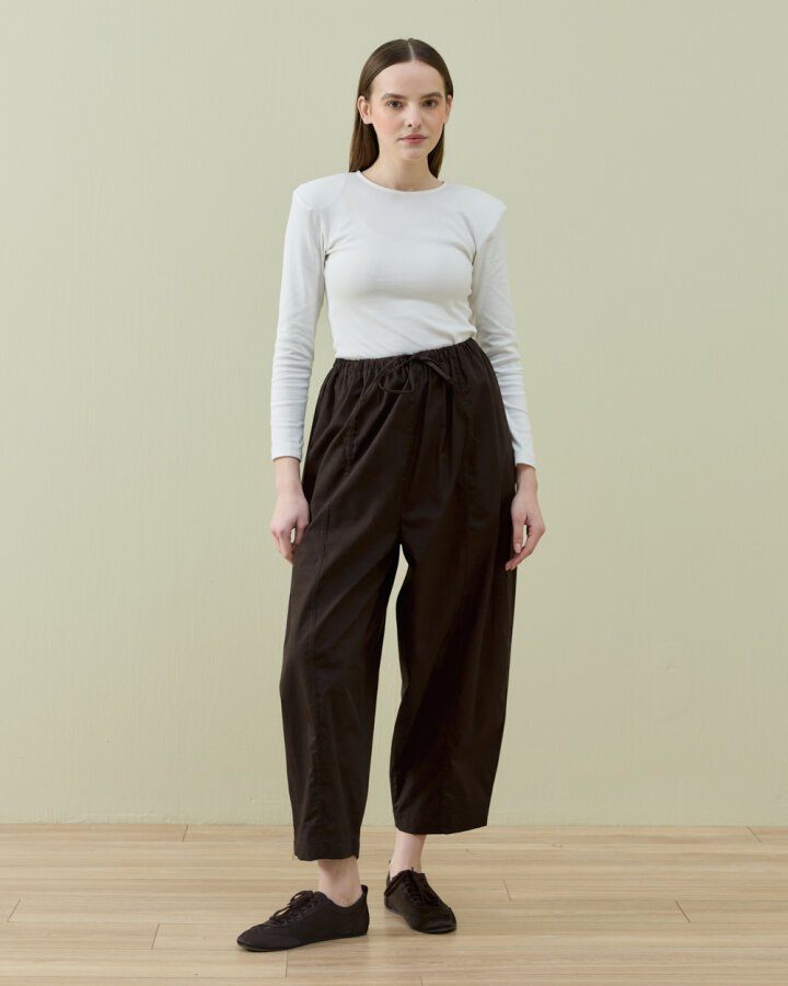 Poplin Loose Fit Önü Dikişli Pantolon Kahve - Aybikestil (1)