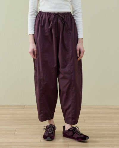 Poplin Loose Fit Önü Dikişli Pantolon Mürdüm 