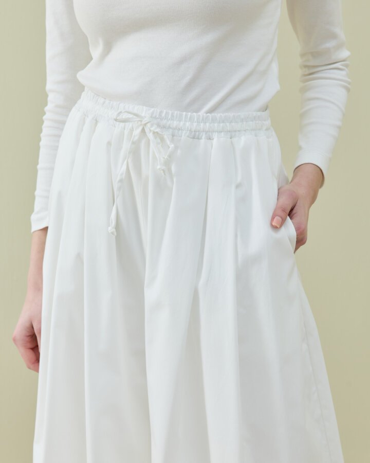 Poplin Pileli Bol Pantolon Etek Ekru - Aybikestil (1)